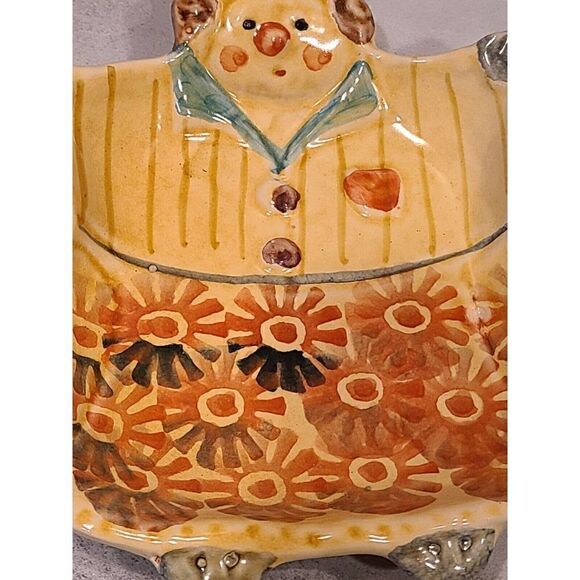 VTG Italian Clown Nursery Wall Hanging Art Pottery Trinket Soap Dish Handpainted - Picture 4 of 7